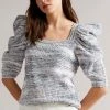 Ted Baker Aspel White Cotton Sleeve Detailed Knit Jumper -TED BAKER Sales Store unnamed file 2884