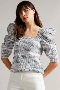 Ted Baker Aspel White Cotton Sleeve Detailed Knit Jumper