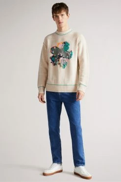 Ted Baker Natural Saltair Flower Graphic Crew Neck Jumper -TED BAKER Sales Store unnamed file 2892