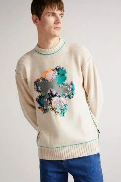 Ted Baker Natural Saltair Flower Graphic Crew Neck Jumper -TED BAKER Sales Store unnamed file 2895