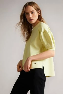 Best Seller 21 Ted Baker Capria Yellow Full Needle Puff Sleeve Knit Top