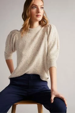 Ted Baker Inge White Balloon Sleeve Crop Knit Jumper -TED BAKER Sales Store unnamed file 2929