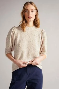 Ted Baker Inge White Balloon Sleeve Crop Knit Jumper -TED BAKER Sales Store unnamed file 2933