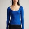 Ted Baker Blue Dakoti Open Back Detailed Knit Top -TED BAKER Sales Store unnamed file 2946