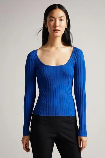 Ted Baker Blue Dakoti Open Back Detailed Knit Top 8 Ted Baker Blue Dakoti Open Back Detailed Knit Top - Image 6