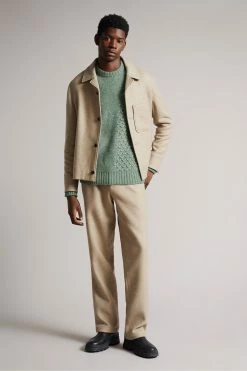 Ted Baker Green Brokhol Mixed Stitch Crew Neck Jumper -TED BAKER Sales Store unnamed file 2958