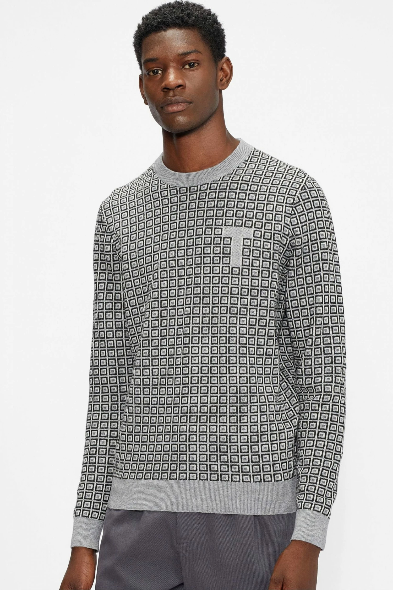 Ted Baker Grey Sprin Ls Patterned Crew Neck 3 Ted Baker Grey Sprin Ls Patterned Crew Neck