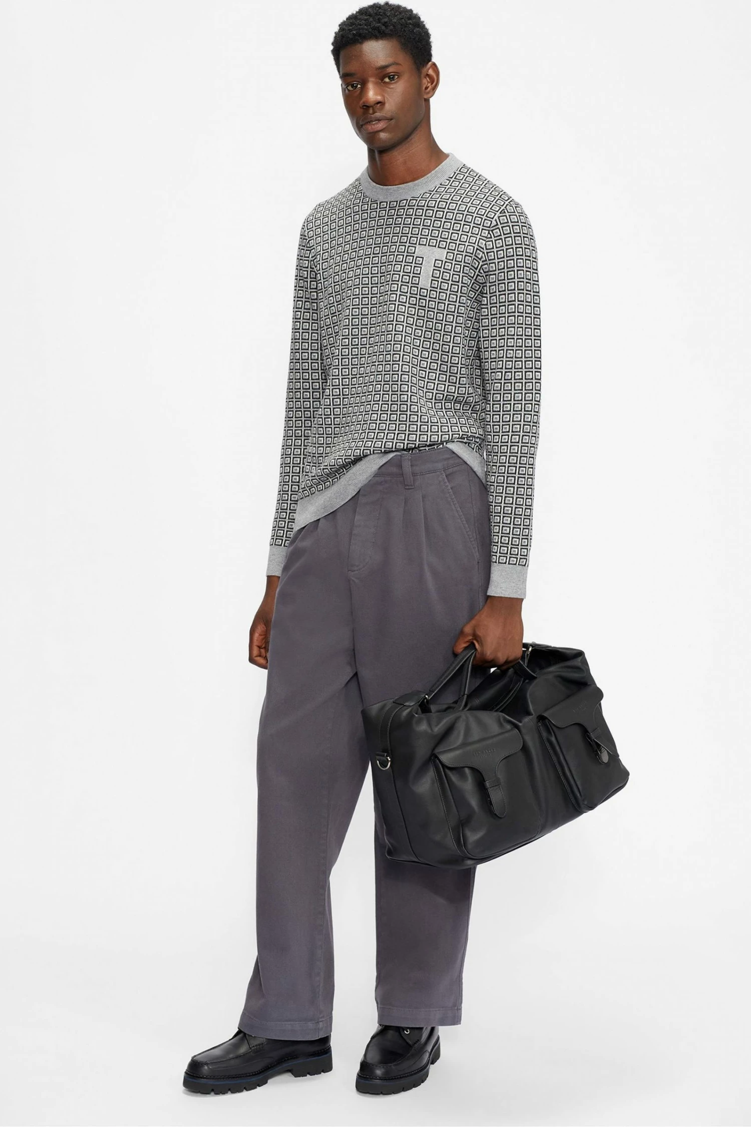 Ted Baker Grey Sprin Ls Patterned Crew Neck 4 Ted Baker Grey Sprin Ls Patterned Crew Neck - Image 2