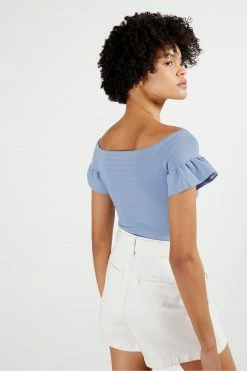 Ted Baker Blue Misteey Bardot Frill Detail Knitted Top -TED BAKER Sales Store unnamed file 3047