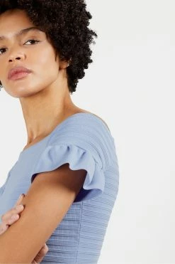 Ted Baker Blue Misteey Bardot Frill Detail Knitted Top -TED BAKER Sales Store unnamed file 3050