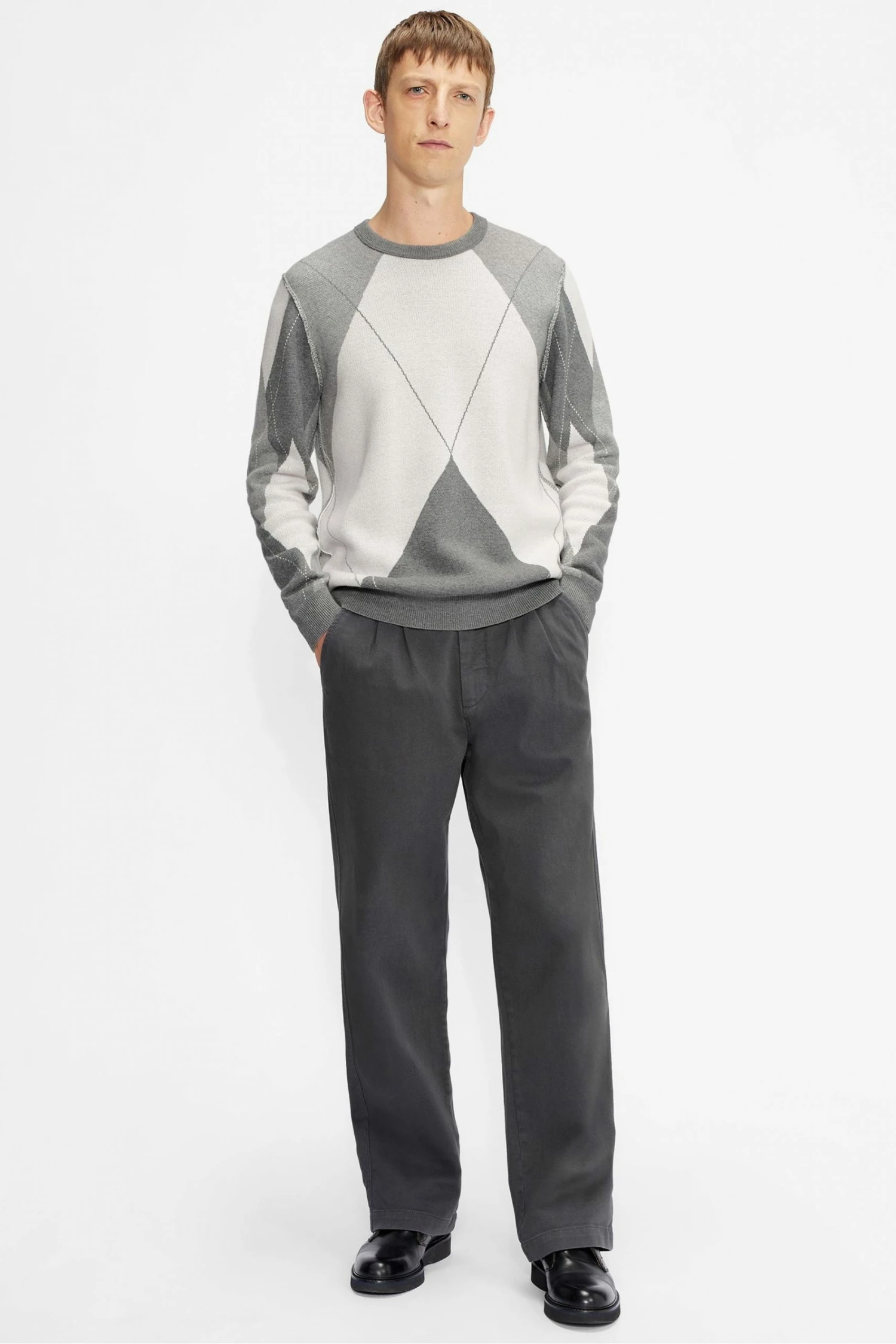 Ted Baker Grey Avebury Diamond Crew Neck Sweater 8 Ted Baker Grey Avebury Diamond Crew Neck Sweater - Image 6