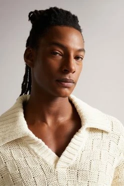 Ted Baker Earlam Ecru Cream Multi Wide Rib Ss V-Neck Jumper 11 Ted Baker Earlam Ecru Cream Multi Wide Rib Ss V-Neck Jumper -TED BAKER Sales Store unnamed file 3119