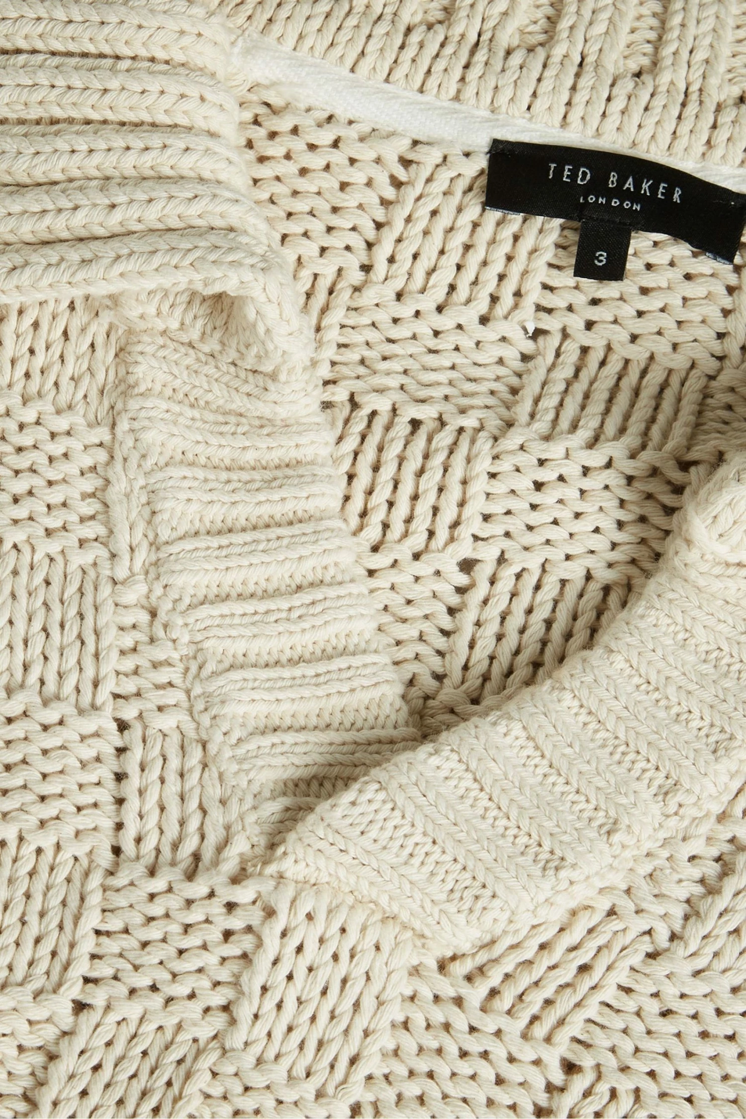 Ted Baker Earlam Ecru Cream Multi Wide Rib Ss V-Neck Jumper 7 Ted Baker Earlam Ecru Cream Multi Wide Rib Ss V-Neck Jumper - Image 5