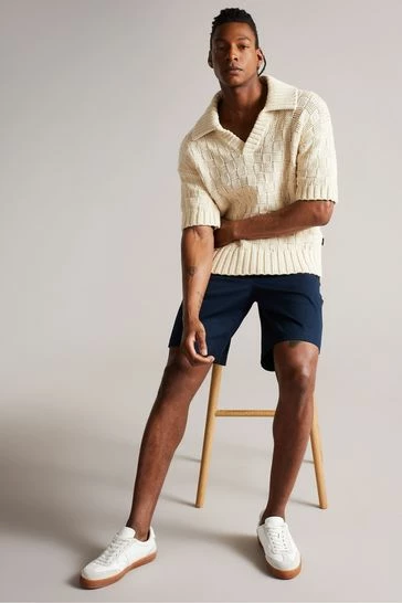 Ted Baker Earlam Ecru Cream Multi Wide Rib Ss V-Neck Jumper 8 Ted Baker Earlam Ecru Cream Multi Wide Rib Ss V-Neck Jumper - Image 6