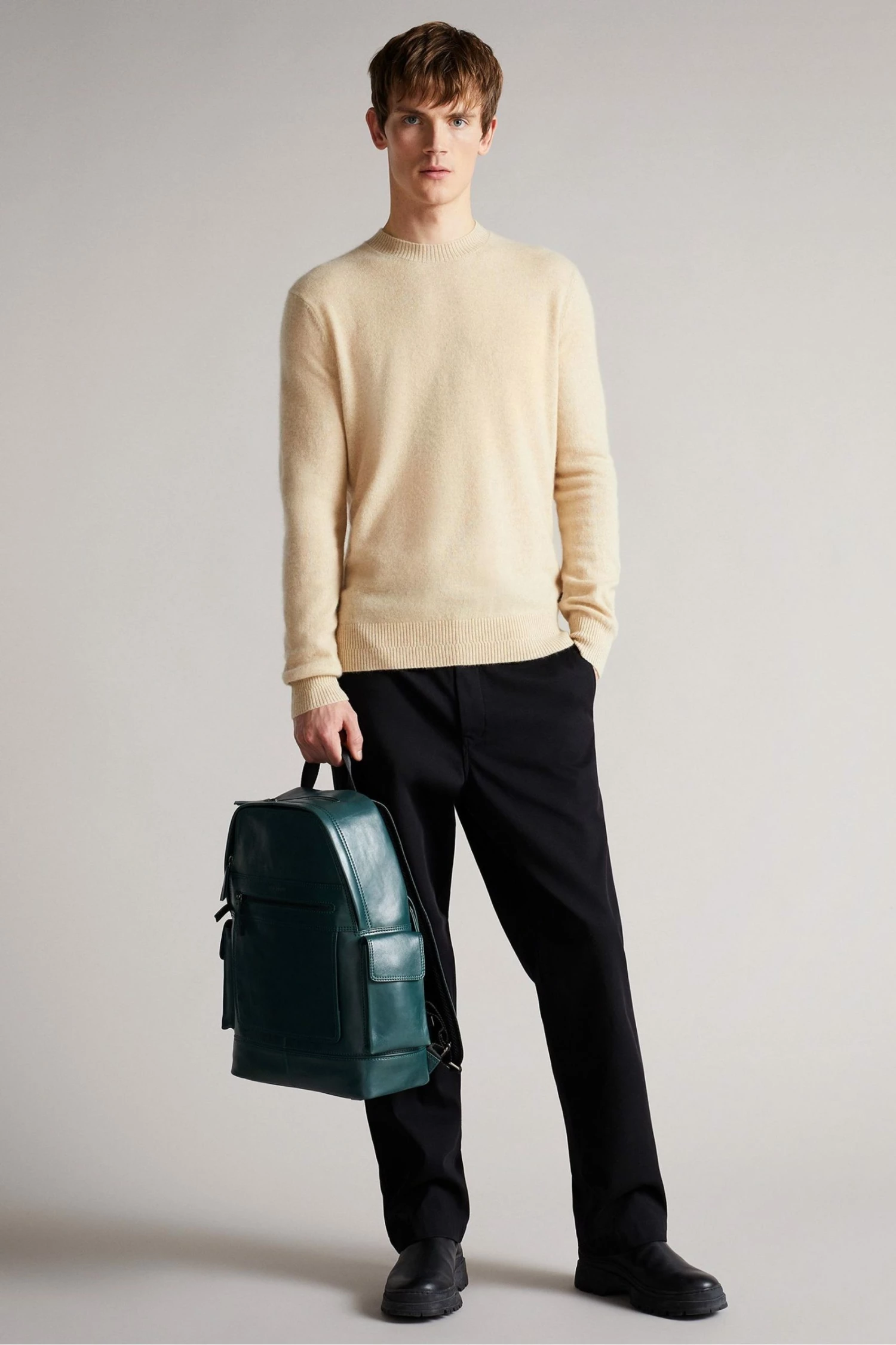 Ted Baker Chaplin Brown Cashmere Crew Neck Jumper 5 Ted Baker Chaplin Brown Cashmere Crew Neck Jumper - Image 3