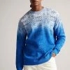 Ted Baker Moir Blue Spray Dye Crew Jumper -TED BAKER Sales Store unnamed file 3159