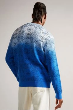 Ted Baker Moir Blue Spray Dye Crew Jumper -TED BAKER Sales Store unnamed file 3160