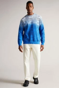 Ted Baker Moir Blue Spray Dye Crew Jumper -TED BAKER Sales Store unnamed file 3161