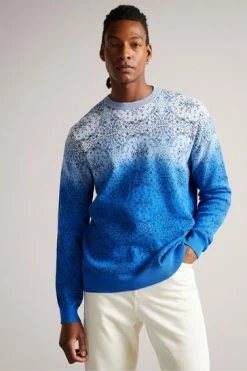 Ted Baker Moir Blue Spray Dye Crew Jumper -TED BAKER Sales Store unnamed file 3164