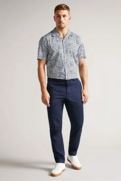 Ted Baker Blue Boxwel Camburn Fit Textured Trousers -TED BAKER Sales Store unnamed file 3196