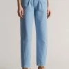 Ted Baker Blue Zandin Lt-Wash Barrel Leg With Front Yoke And Pleat Detail Trousers -TED BAKER Sales Store unnamed file 3220