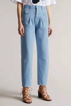 Ted Baker Blue Zandin Lt-Wash Barrel Leg With Front Yoke And Pleat Detail Trousers -TED BAKER Sales Store unnamed file 3225