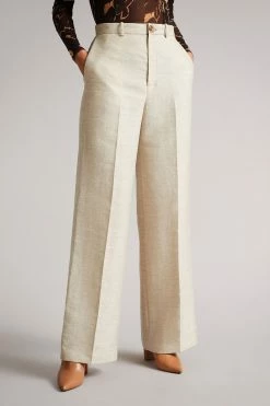 Ted Baker Darlont Ivory Floor Length Kick Flare Trousers
