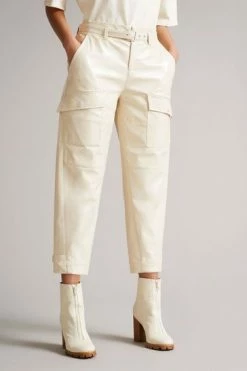 Ted Baker Vinala Ivory Cream Barrel Leg Vinyl Trousers -TED BAKER Sales Store unnamed file 3322