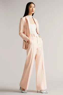 Ted Baker Pink Kaisat High Waisted Flood Length Wide Leg Trousers