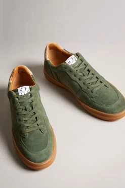 Ted Baker Barkerr Khaki Green Cupsole Suede Sneakers -TED BAKER Sales Store unnamed file 3474