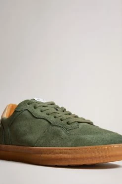 Ted Baker Barkerr Khaki Green Cupsole Suede Sneakers -TED BAKER Sales Store unnamed file 3475