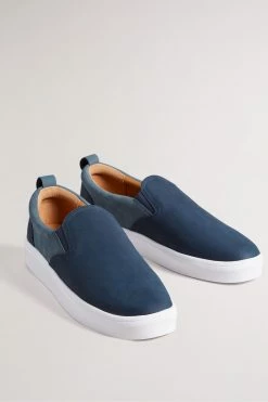 Ted Baker Simmon Navy Blue Nubuck Casual Elastic Sneakers -TED BAKER Sales Store unnamed file 3489