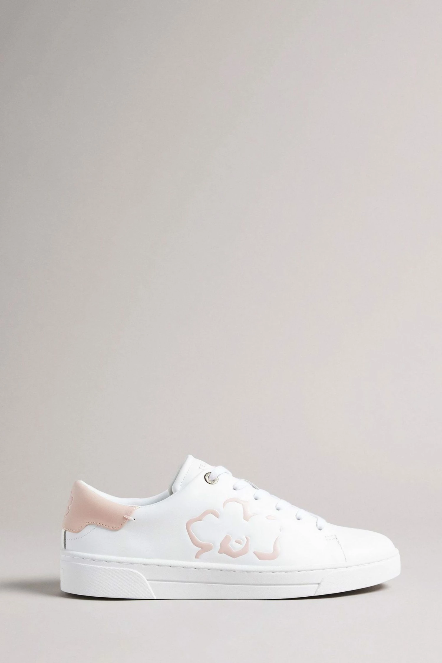 Ted Baker White Pink Tarliah Magnolia Flower Placement Cupsole Trainers 3 Ted Baker White Pink Tarliah Magnolia Flower Placement Cupsole Trainers