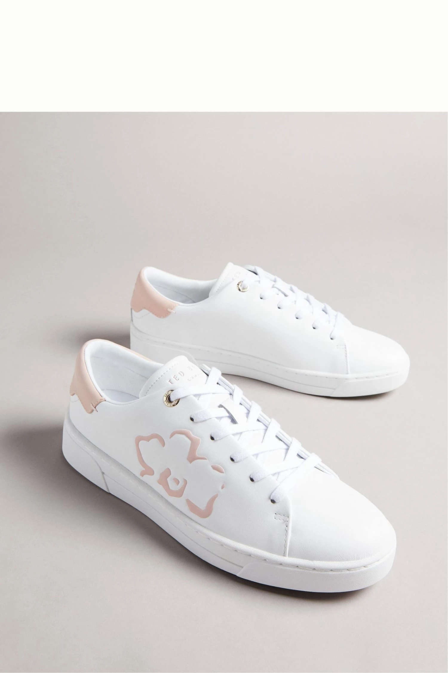 Ted Baker White Pink Tarliah Magnolia Flower Placement Cupsole Trainers 4 Ted Baker White Pink Tarliah Magnolia Flower Placement Cupsole Trainers - Image 2