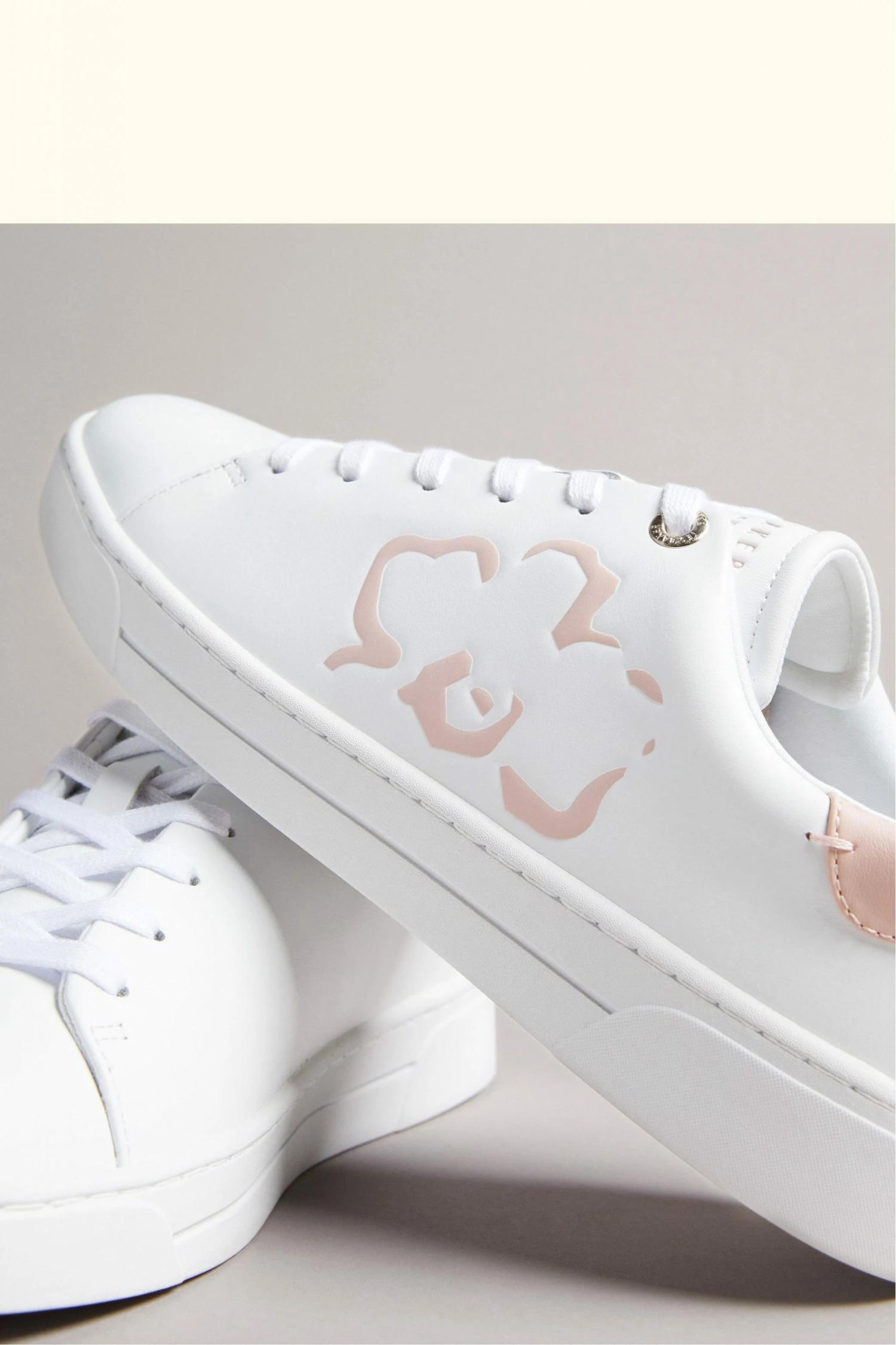 Ted Baker White Pink Tarliah Magnolia Flower Placement Cupsole Trainers 5 Ted Baker White Pink Tarliah Magnolia Flower Placement Cupsole Trainers - Image 3