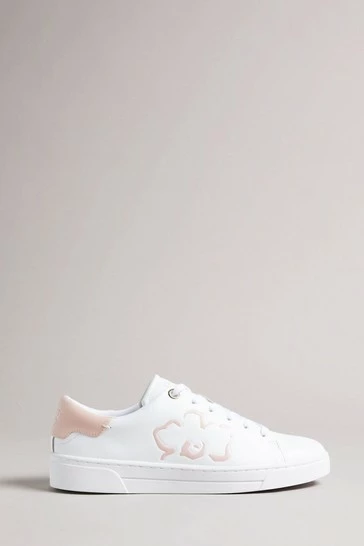 Ted Baker White Pink Tarliah Magnolia Flower Placement Cupsole Trainers 7 Ted Baker White Pink Tarliah Magnolia Flower Placement Cupsole Trainers - Image 5