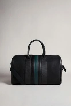 Ted Baker Black Evyday Striped Pu Holdall Bag