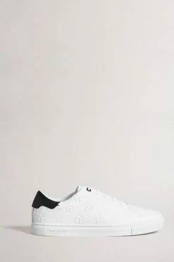 Ted Baker Melvinn White Embossed Flower Cupsole Sneakers -TED BAKER Sales Store unnamed file 3535