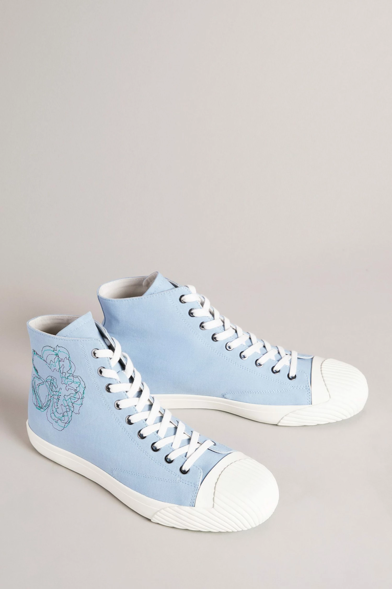 Ted Baker Rannip Blue Magnolia Embroidered High-Top Sneakers 3 Ted Baker Rannip Blue Magnolia Embroidered High-Top Sneakers