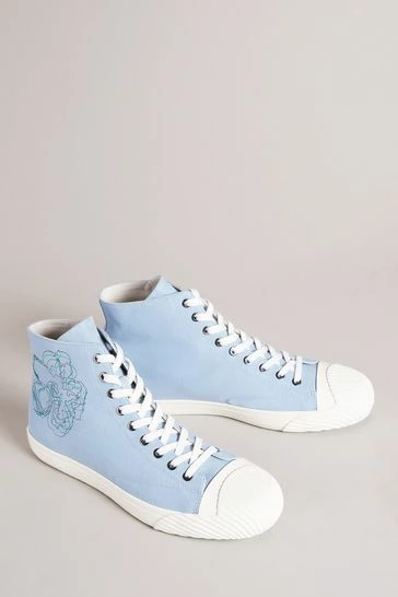 Ted Baker Rannip Blue Magnolia Embroidered High-Top Sneakers 7 Ted Baker Rannip Blue Magnolia Embroidered High-Top Sneakers - Image 5