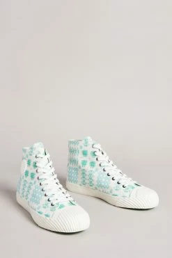 Ted Baker Rranip White Printed Canvas High-Top Sneakers -TED BAKER Sales Store unnamed file 3684
