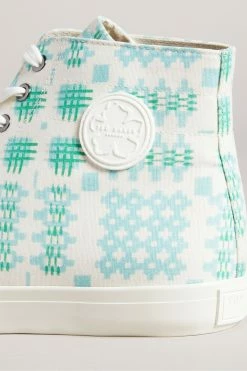 Ted Baker Rranip White Printed Canvas High-Top Sneakers -TED BAKER Sales Store unnamed file 3685