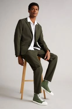 Ted Baker Rannip Khaki Green Magnolia Embroidered High-Top Sneakers -TED BAKER Sales Store unnamed file 3692