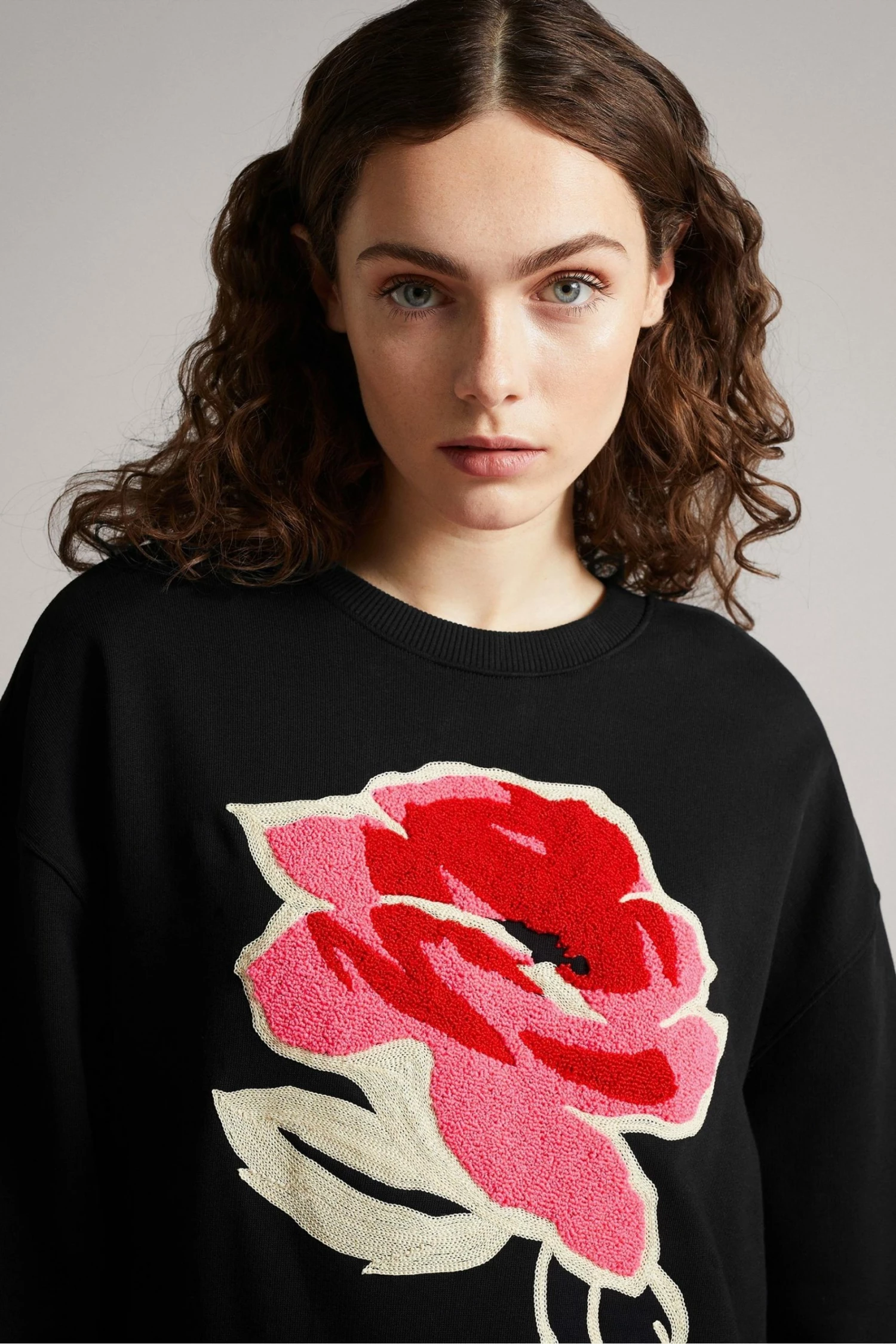 Ted Baker Floesa Black Flower Sweatshirt 5 Ted Baker Floesa Black Flower Sweatshirt - Image 3