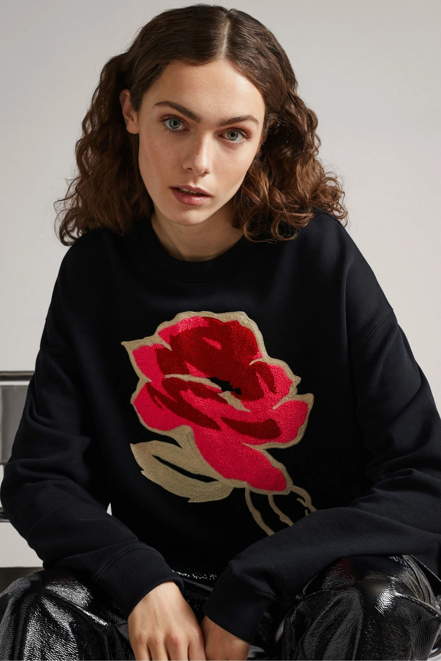 Ted Baker Floesa Black Flower Sweatshirt 6 Ted Baker Floesa Black Flower Sweatshirt - Image 4