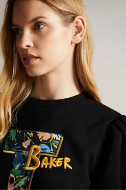Ted Baker Falici Black Large Sleeve Sweatshirt With T Graphic -TED BAKER Sales Store unnamed file 3754