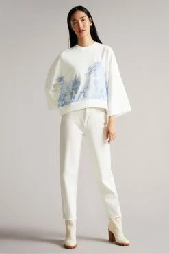 Ted Baker Saina White Cropped Sweatshirt -TED BAKER Sales Store unnamed file 3765