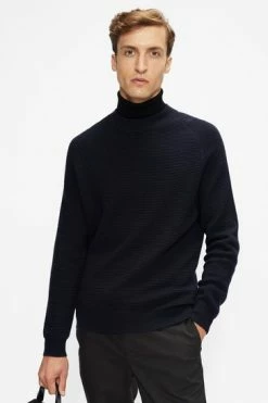 Ted Baker Blue Hansan Textured Crew Neck Sweater -TED BAKER Sales Store unnamed file 3775