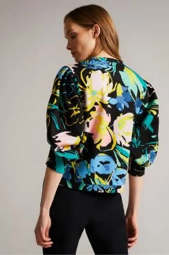 Ted Baker Ragnila Black Large Sleeve Sweat Top -TED BAKER Sales Store unnamed file 3783