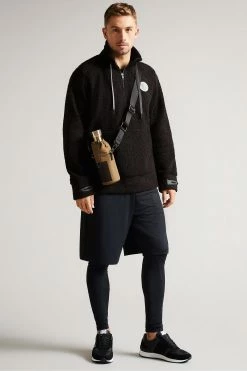 Ted Baker Redmond Black Active Textured Jersey Half Zip Top -TED BAKER Sales Store unnamed file 3808